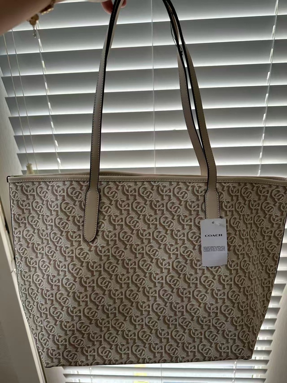 Coach Beige Signature Monogram Tote